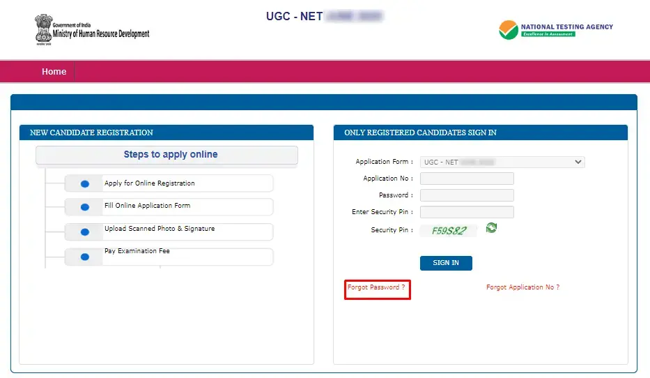 UGC admit card password forgot 1