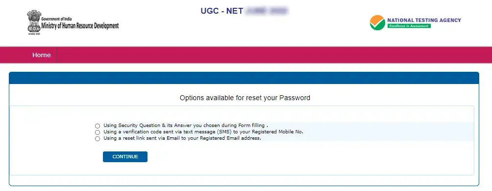 UGC admit card password forgot 2